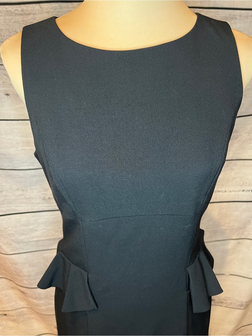 Marc New York Black Sleeveless Sheath  Dress Career Office Fitted Ruffles Waist - Picture 4 of 7